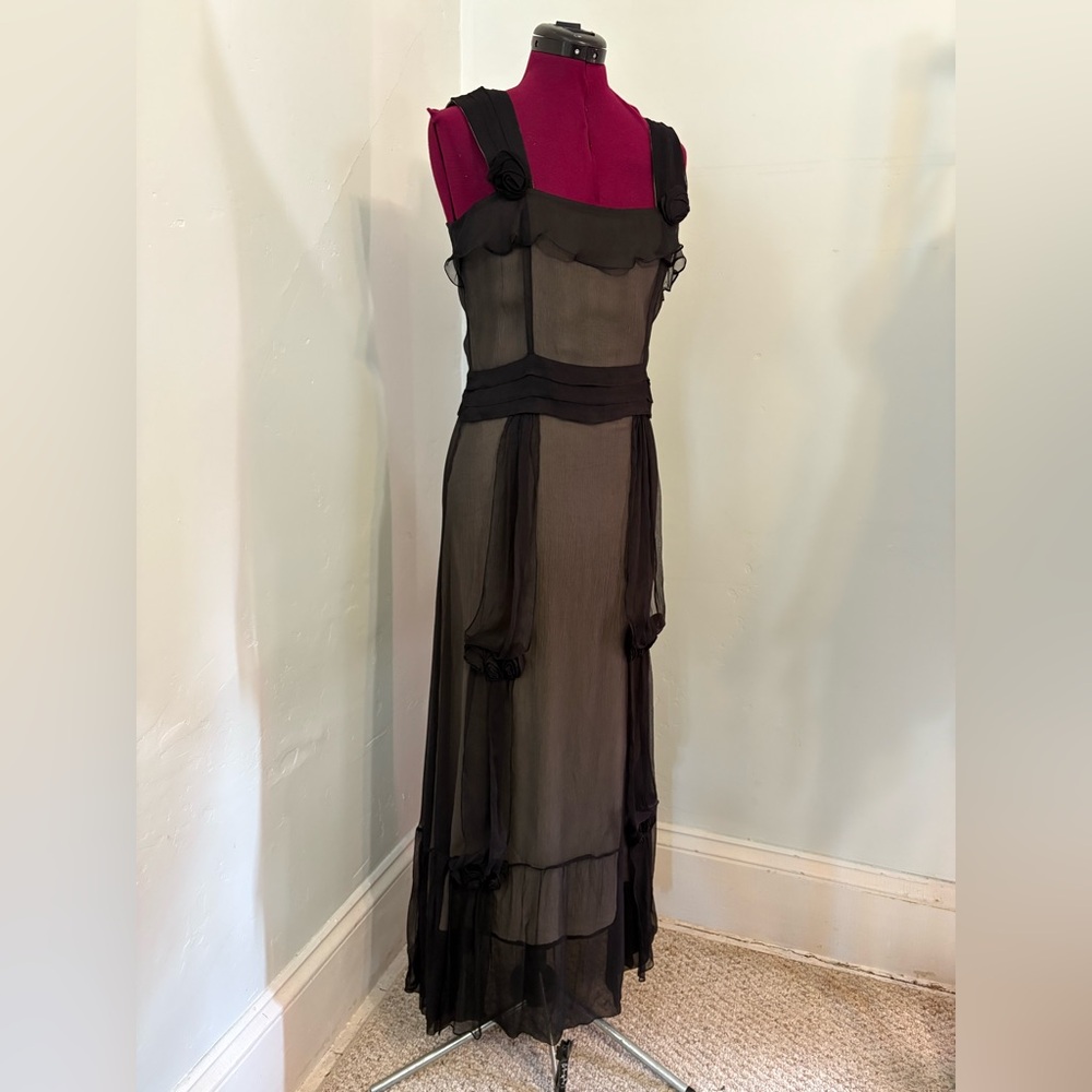 Floaty black gown Wednesday Addams falling roses Nataya vintage y2k alternative
